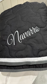 Luxury Stable Doona - Black with White & Denim Trims